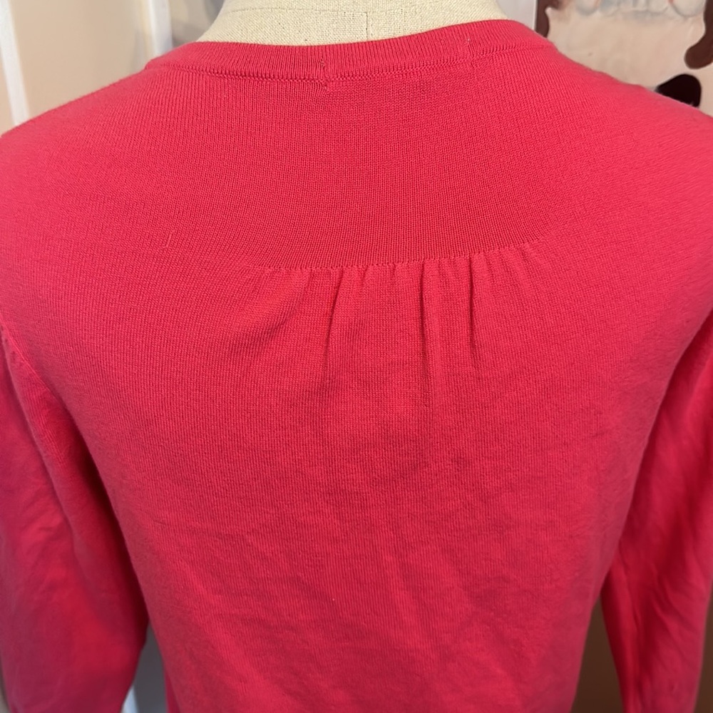 Boden Eldon berry sorbet cotton blend 6 cropped 3/4 sleeve button up cardigan - Picture 11 of 15